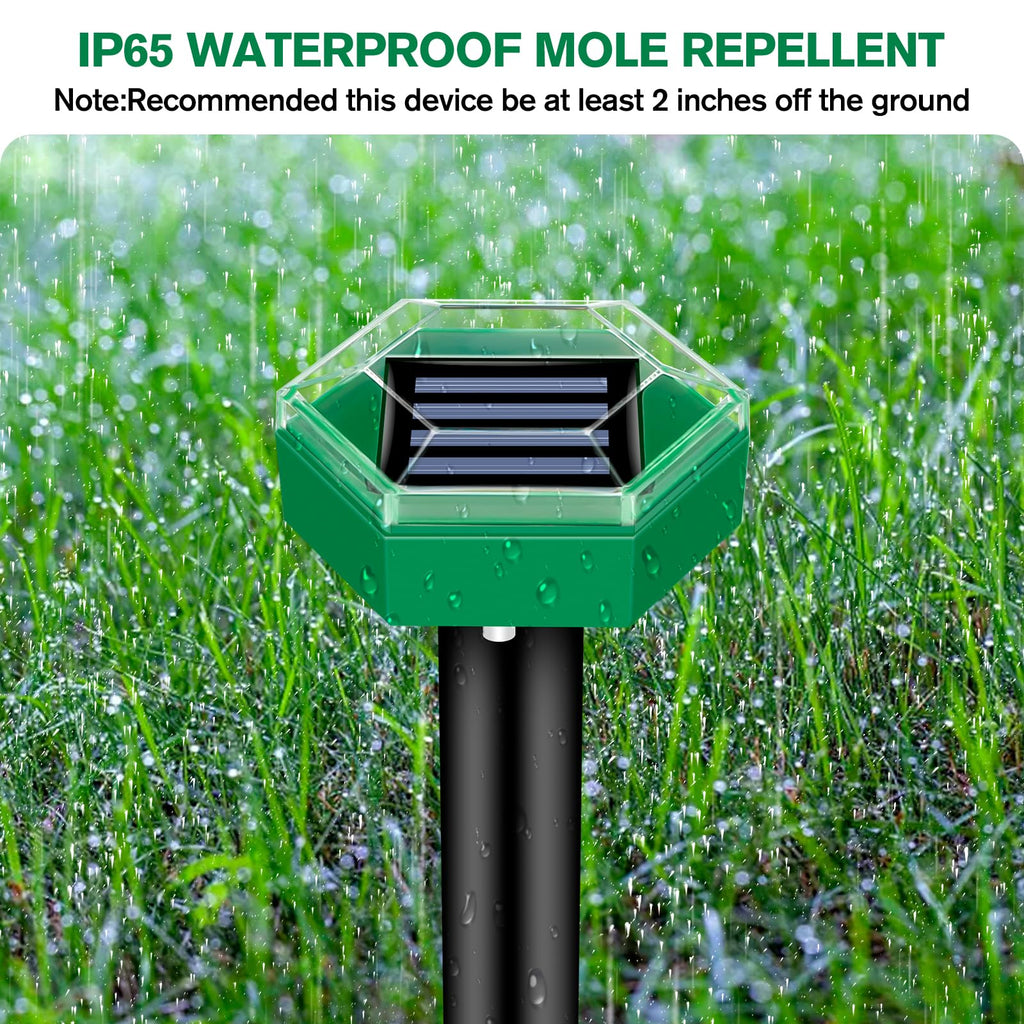 Repousse-Mole 4 pièces | Énergisé par solaire et résistant aux intempéries | Installation facile | MoleSilent