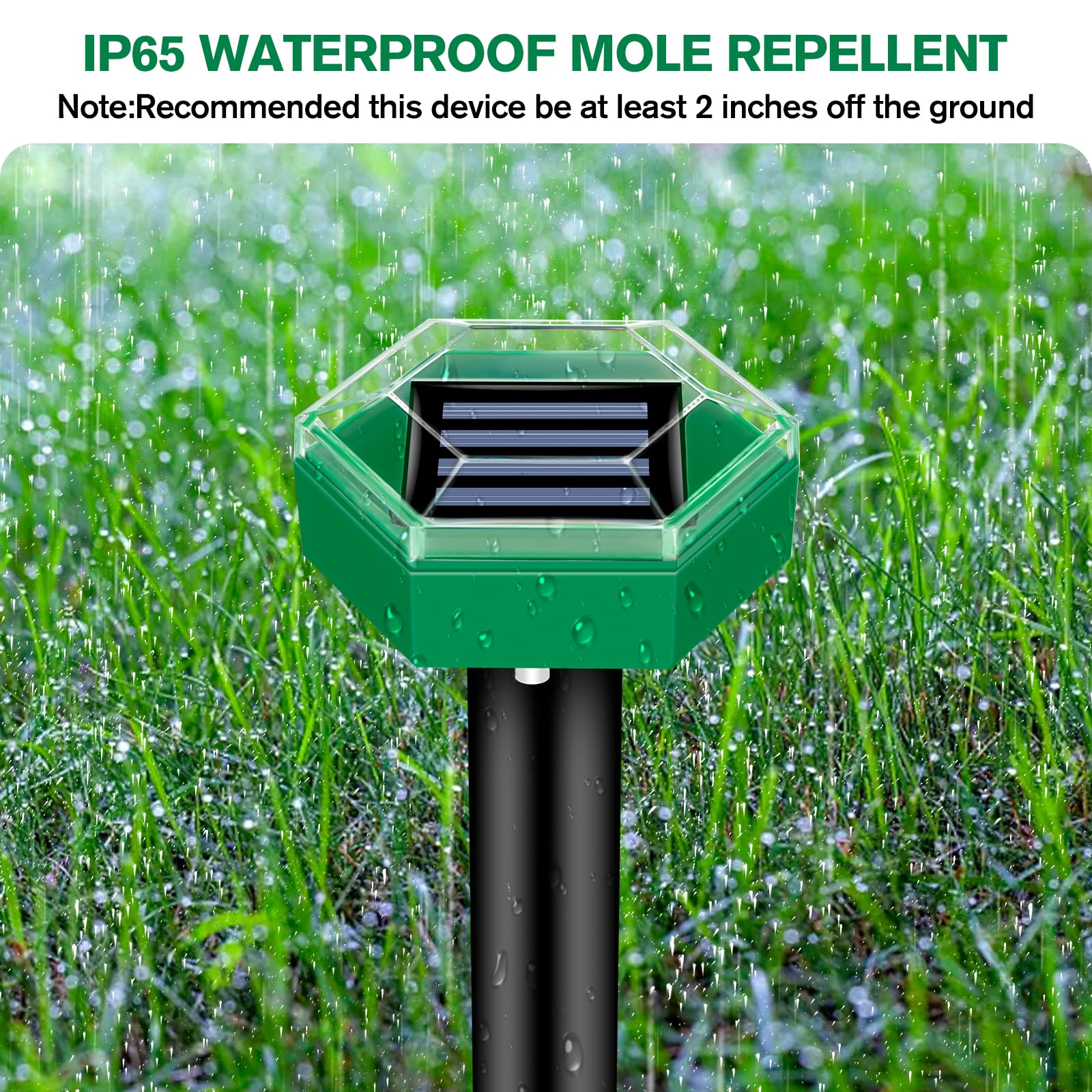Repousse-Mole 4 pièces | Énergisé par solaire et résistant aux intempéries | Installation facile | MoleSilent