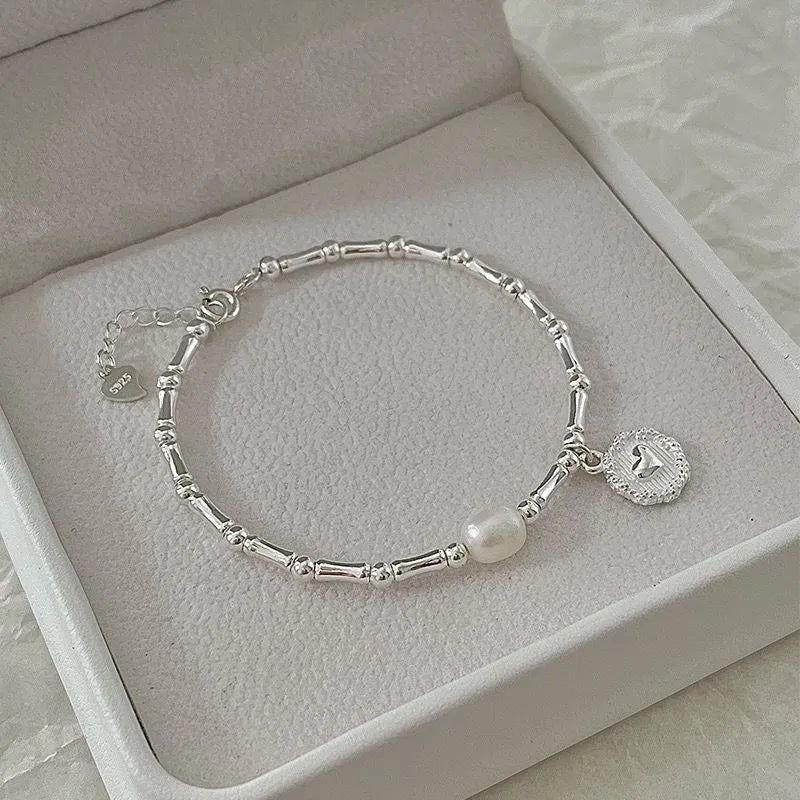 Bracelet en Argent Sterling avec Perles de Bambou