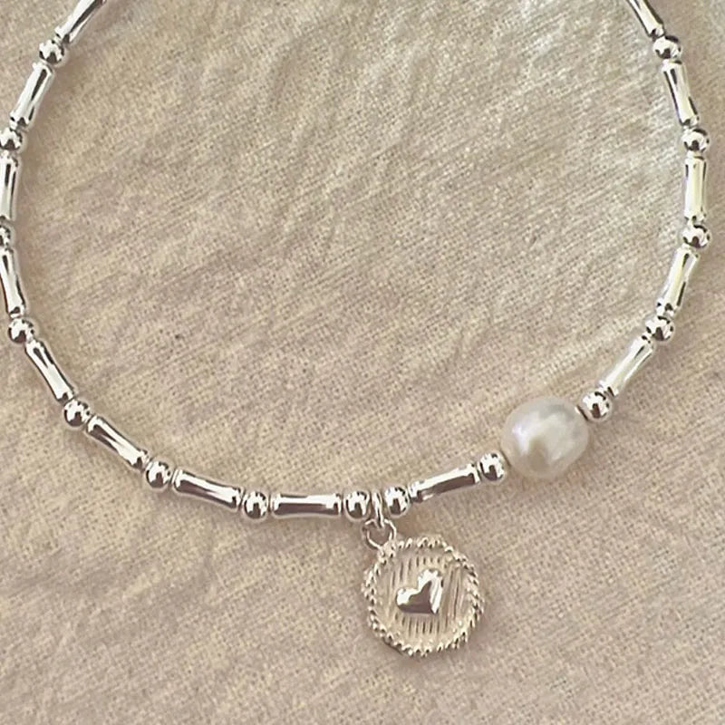Bracelet en Argent Sterling avec Perles de Bambou