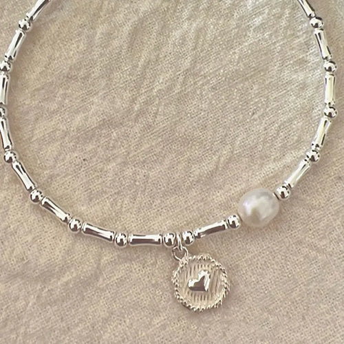 Bracelet en Argent Sterling avec Perles de Bambou