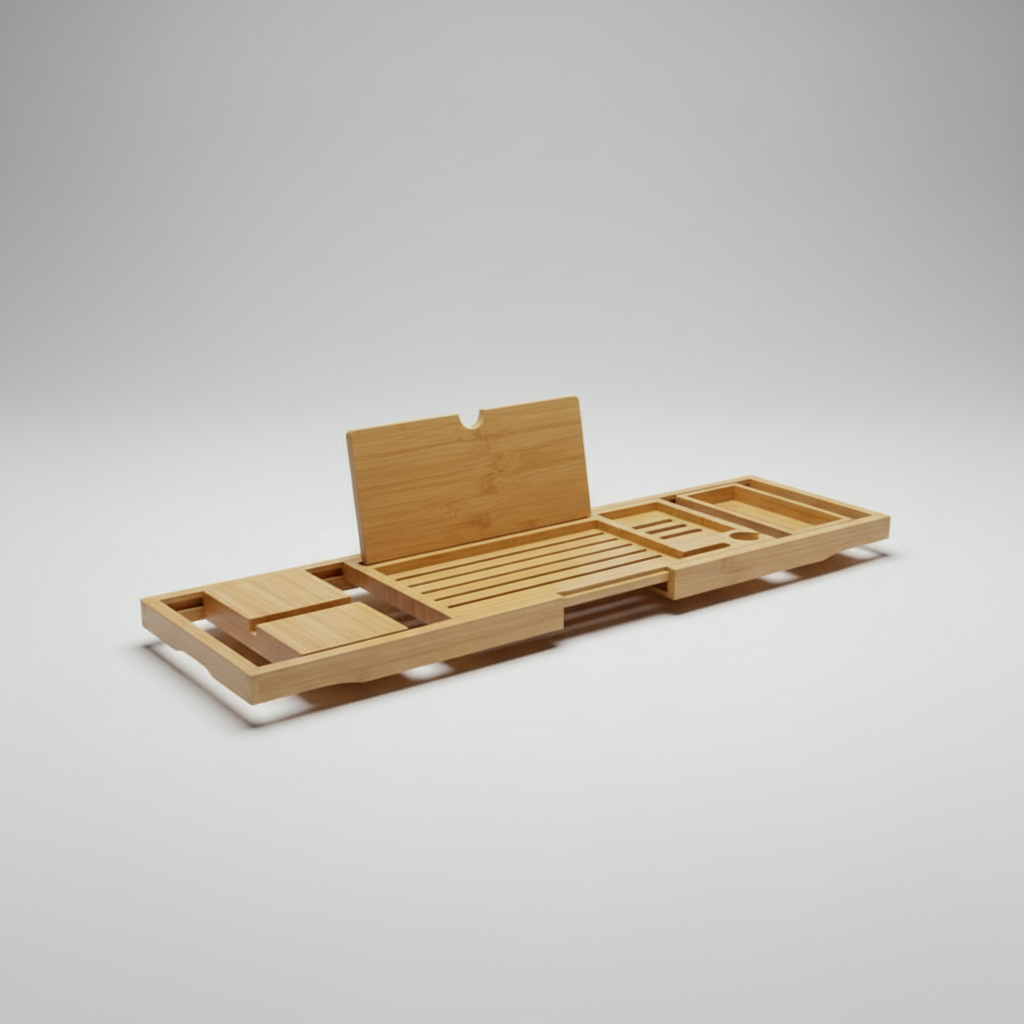 Étagère multifonctionnelle pour baignoires en bambou - RelaxShelf