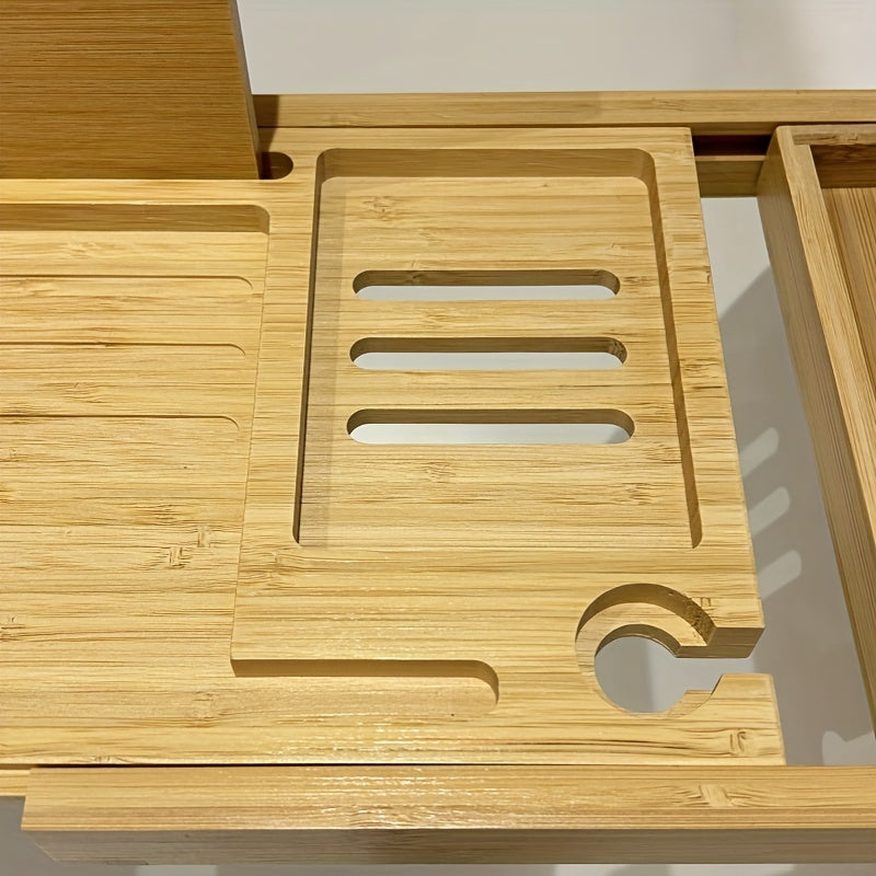 Étagère multifonctionnelle pour baignoires en bambou - RelaxShelf