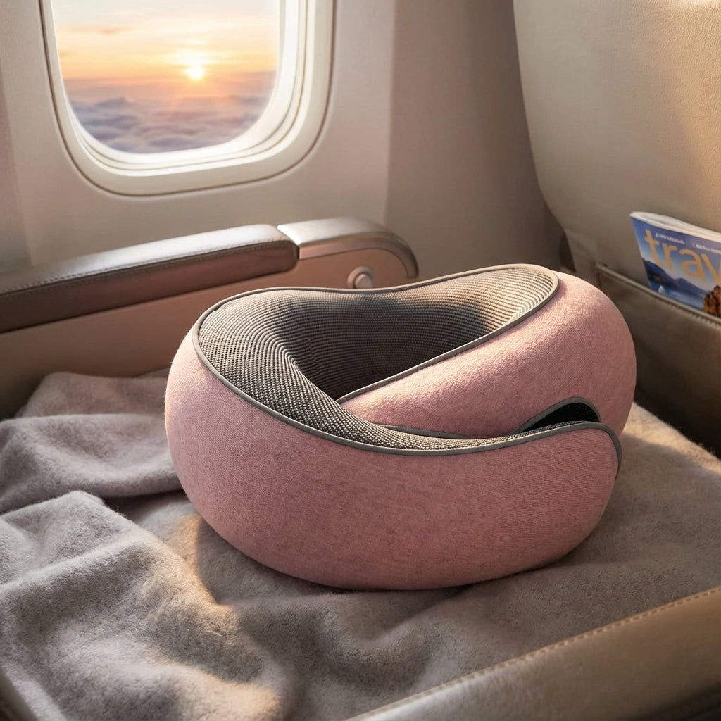 Coussin de voyage en mousse à mémoire avec support pour le menton – RestRoll