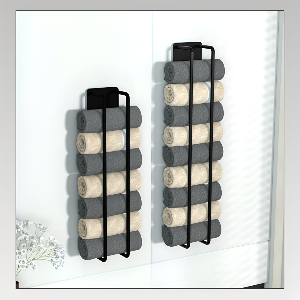 Support double pour serviettes en métal – barre de serviette murale