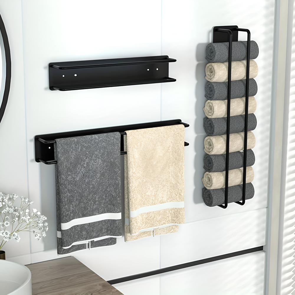 Support double pour serviettes en métal – barre de serviette murale