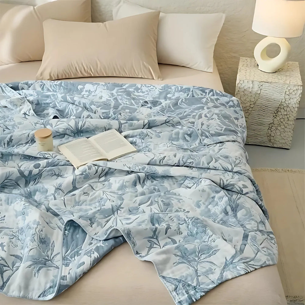 Couverture Florale en Coton Toutes Saisons Mirel