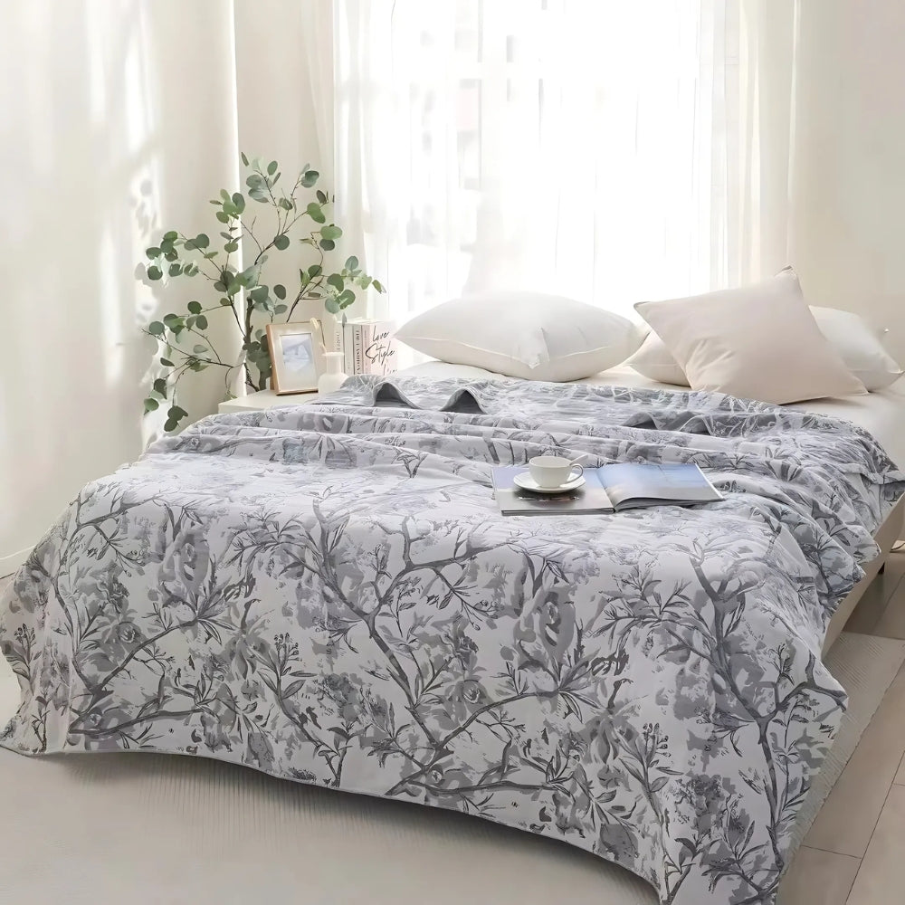 Couverture Florale en Coton Toutes Saisons Mirel