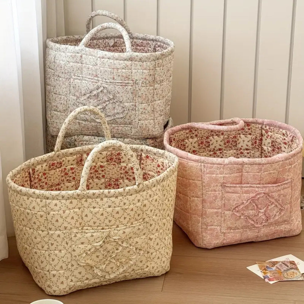 Panier de Rangement Matelassé Floral Divers