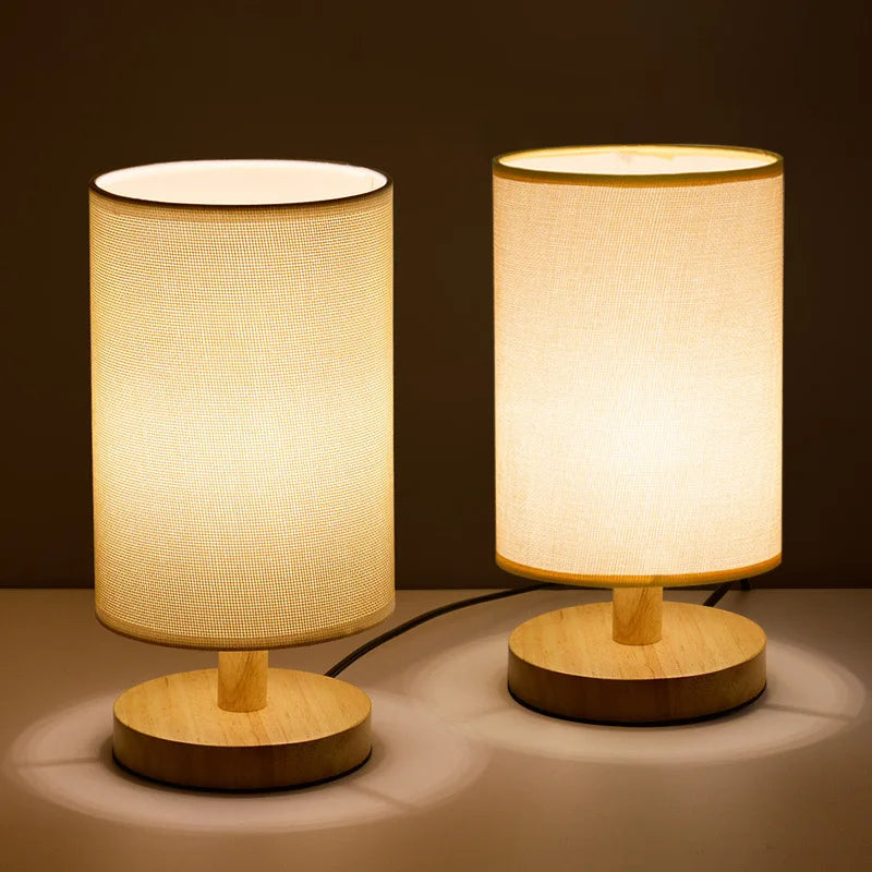 Aiko – Lampe de Table Organique en Bois & Lin avec Télécommande