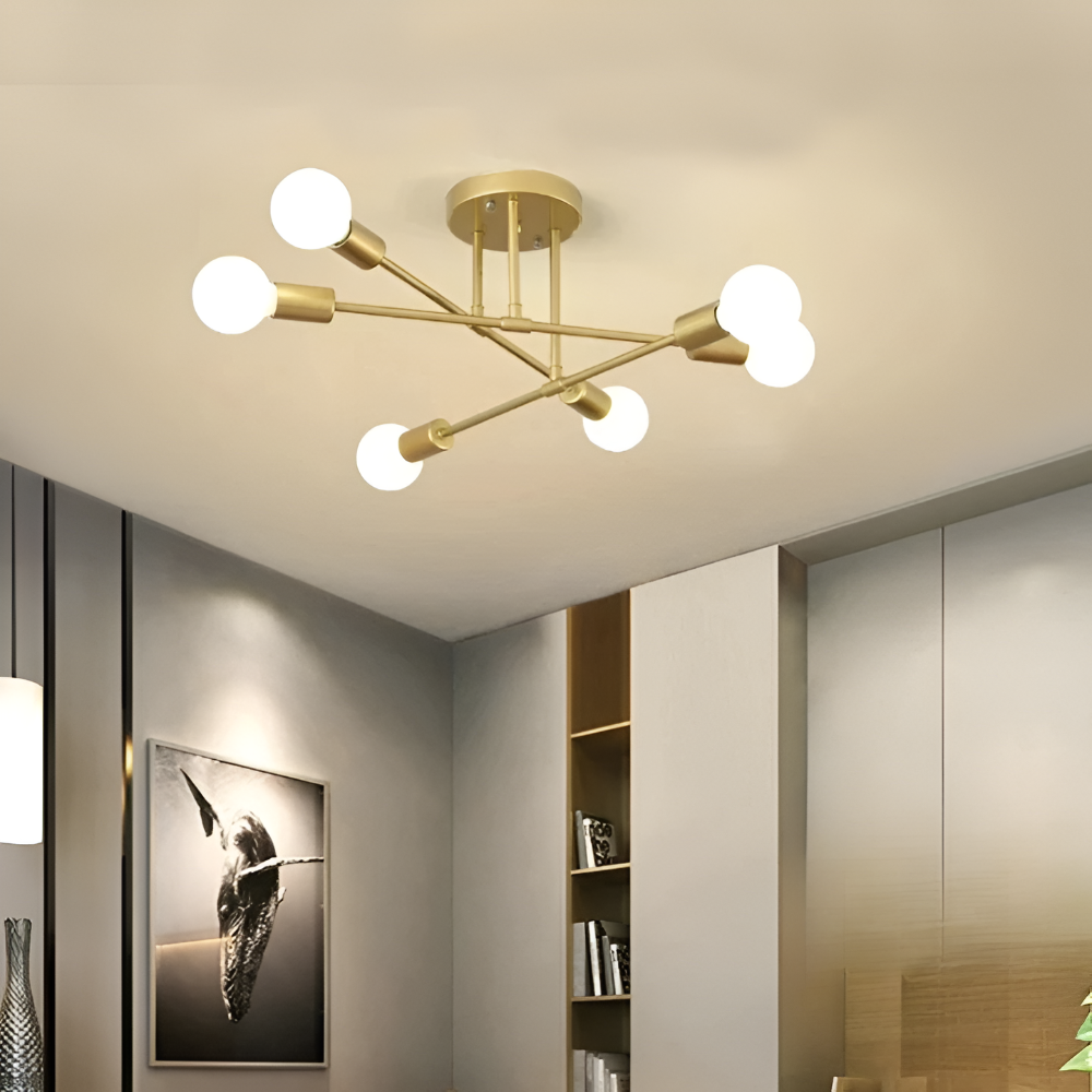 Plafonnier en or – lampe moderne avec plusieurs sources de lumière