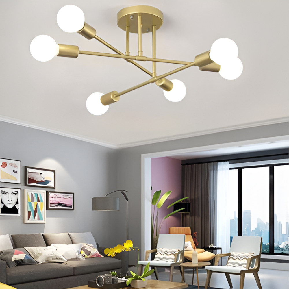 Plafonnier en or – lampe moderne avec plusieurs sources de lumière