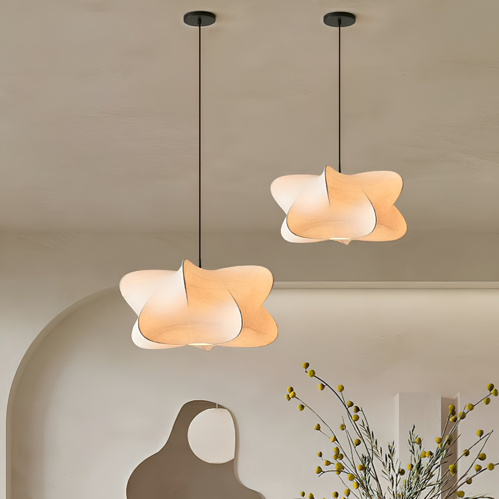 Lampe suspendue japonaise en style cocon – Lampe de plafond Wabi Sabi