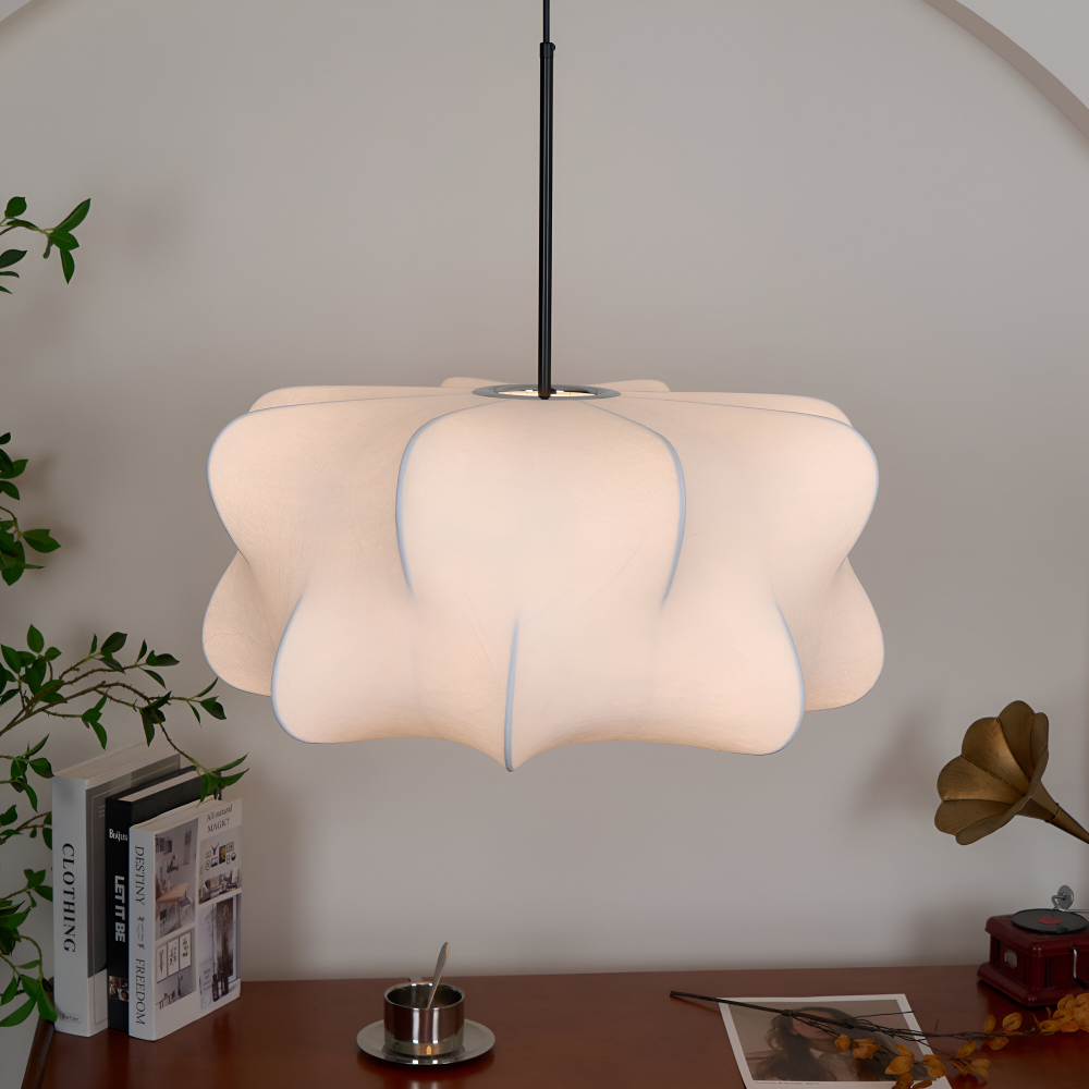 Lampe suspendue japonaise en style cocon – Lampe de plafond Wabi Sabi