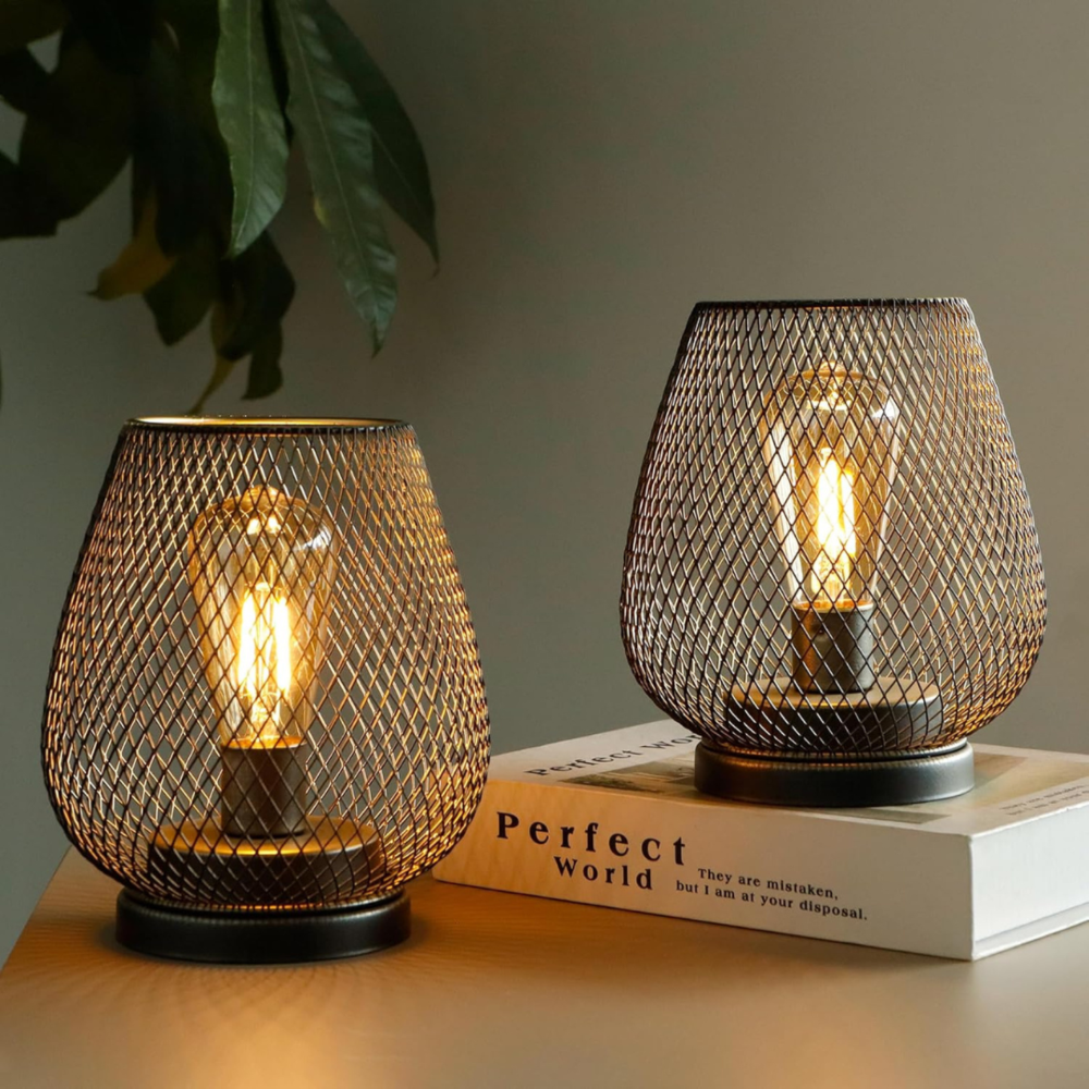 Ensemble de 2 lampes modernes en fer sans fil - Éclairages portables pour une utilisation intérieure et extérieure
