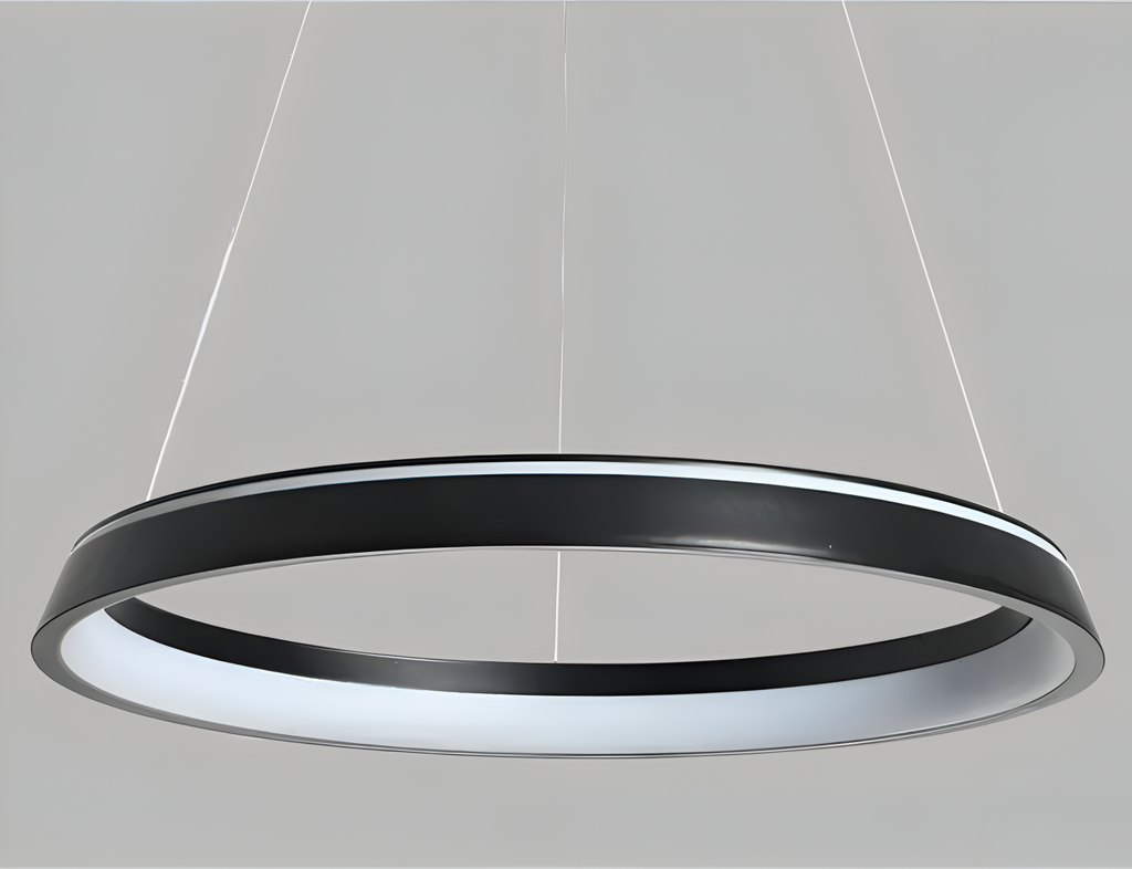 CircuGlow Pendentif – Lampe Suspendue LED Ronde Minimaliste en Noir & Blanc