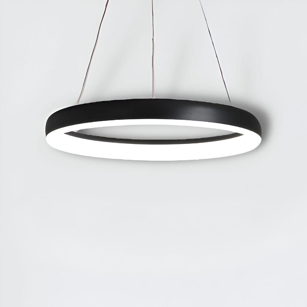 CircuGlow Pendentif – Lampe Suspendue LED Ronde Minimaliste en Noir & Blanc