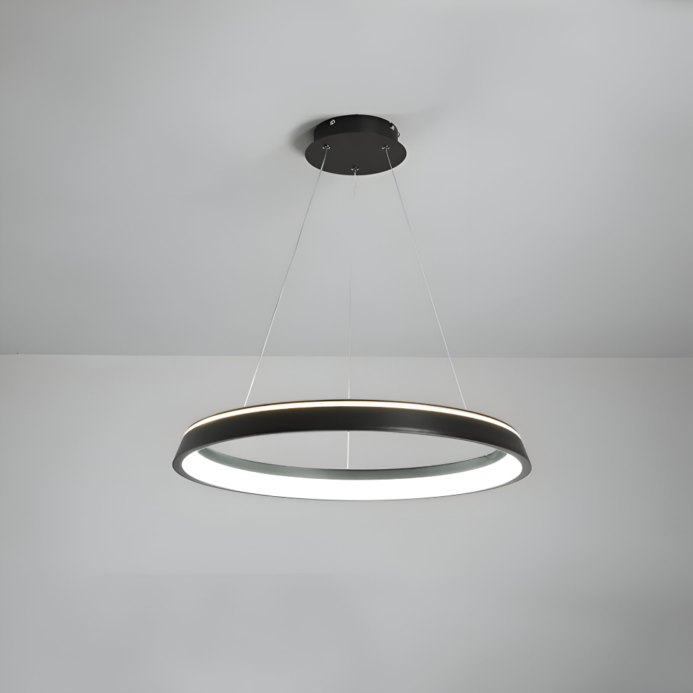 CircuGlow Pendentif – Lampe Suspendue LED Ronde Minimaliste en Noir & Blanc
