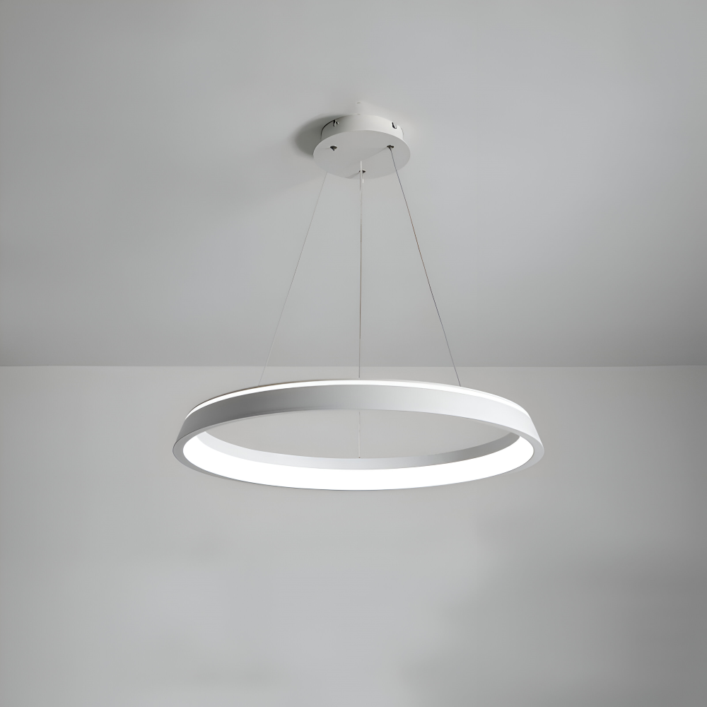 CircuGlow Pendentif – Lampe Suspendue LED Ronde Minimaliste en Noir & Blanc