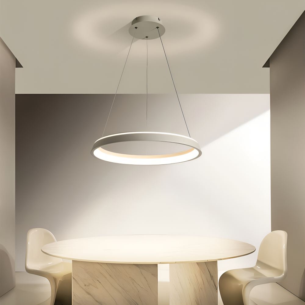 CircuGlow Pendentif – Lampe Suspendue LED Ronde Minimaliste en Noir & Blanc