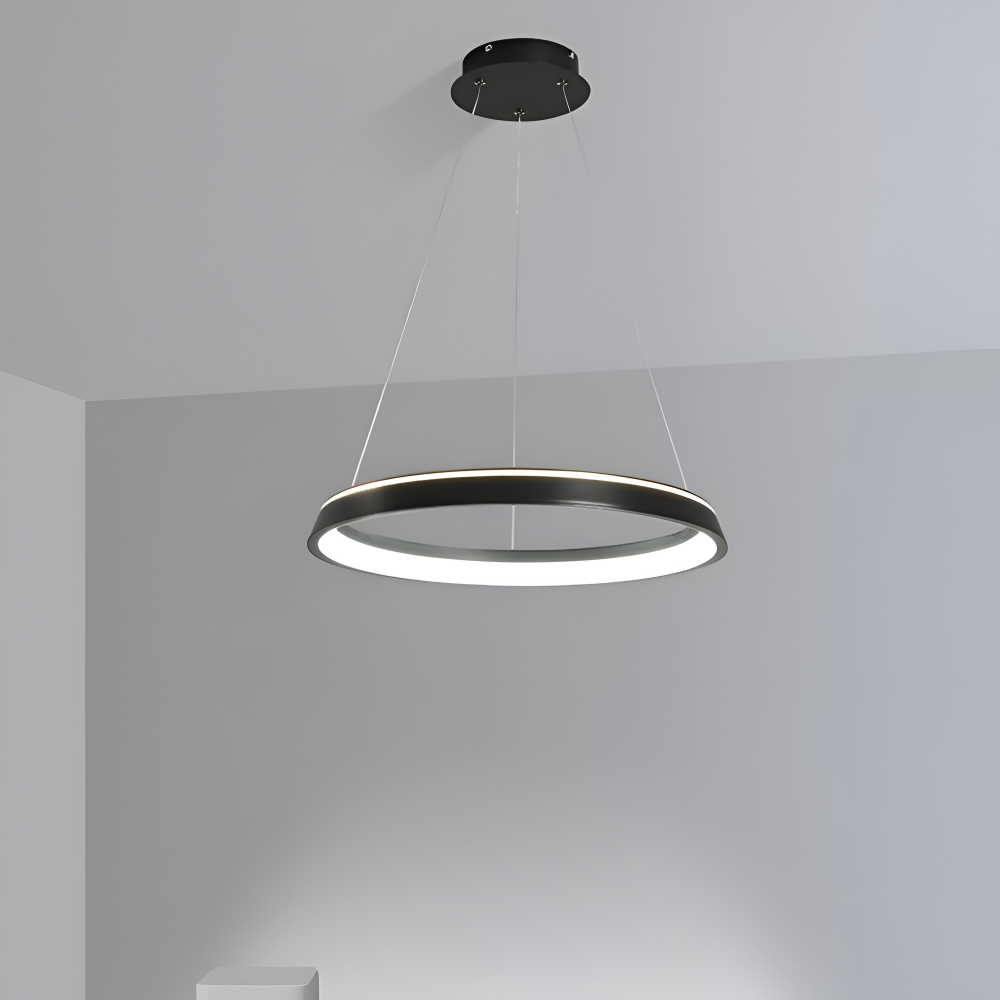 CircuGlow Pendentif – Lampe Suspendue LED Ronde Minimaliste en Noir & Blanc