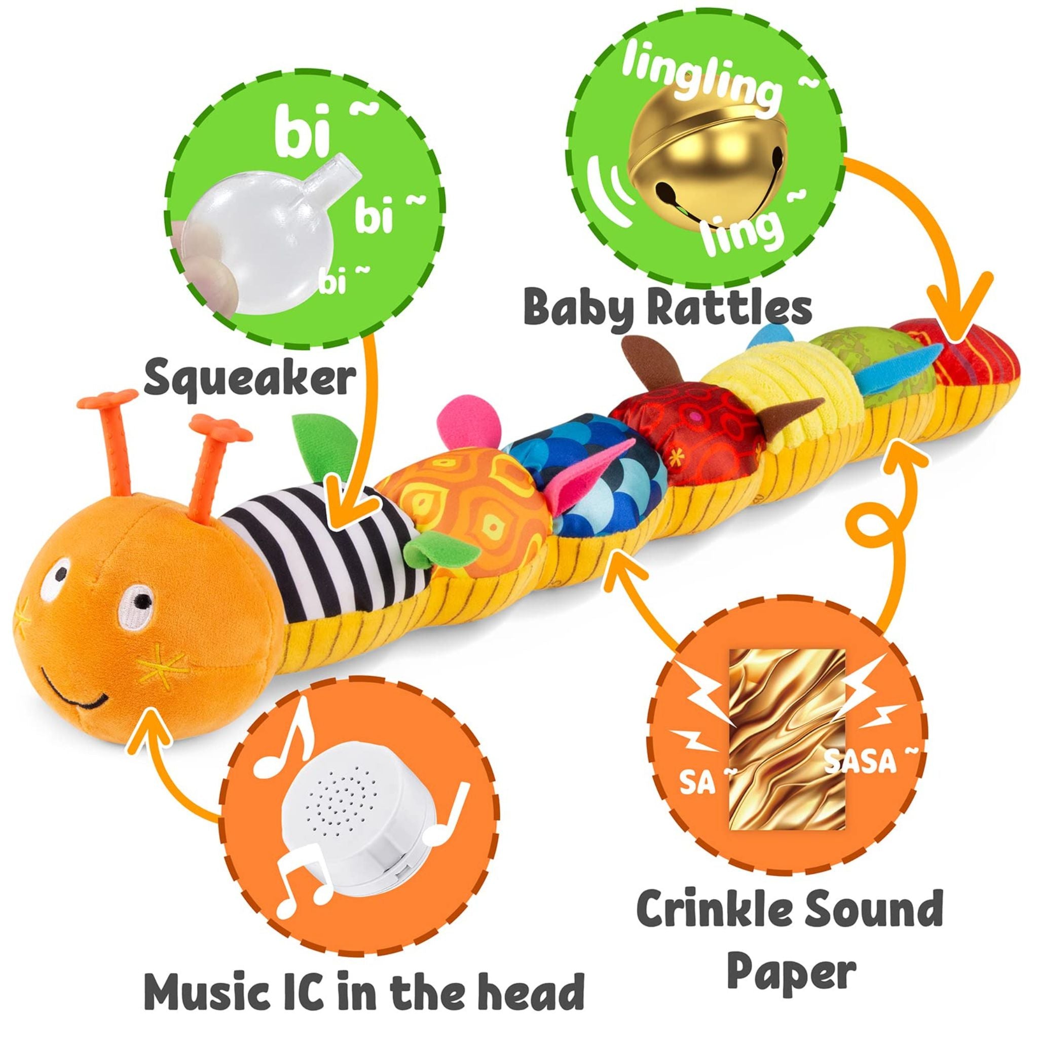 Chenille Musicale Peluche - Interactif et Doux