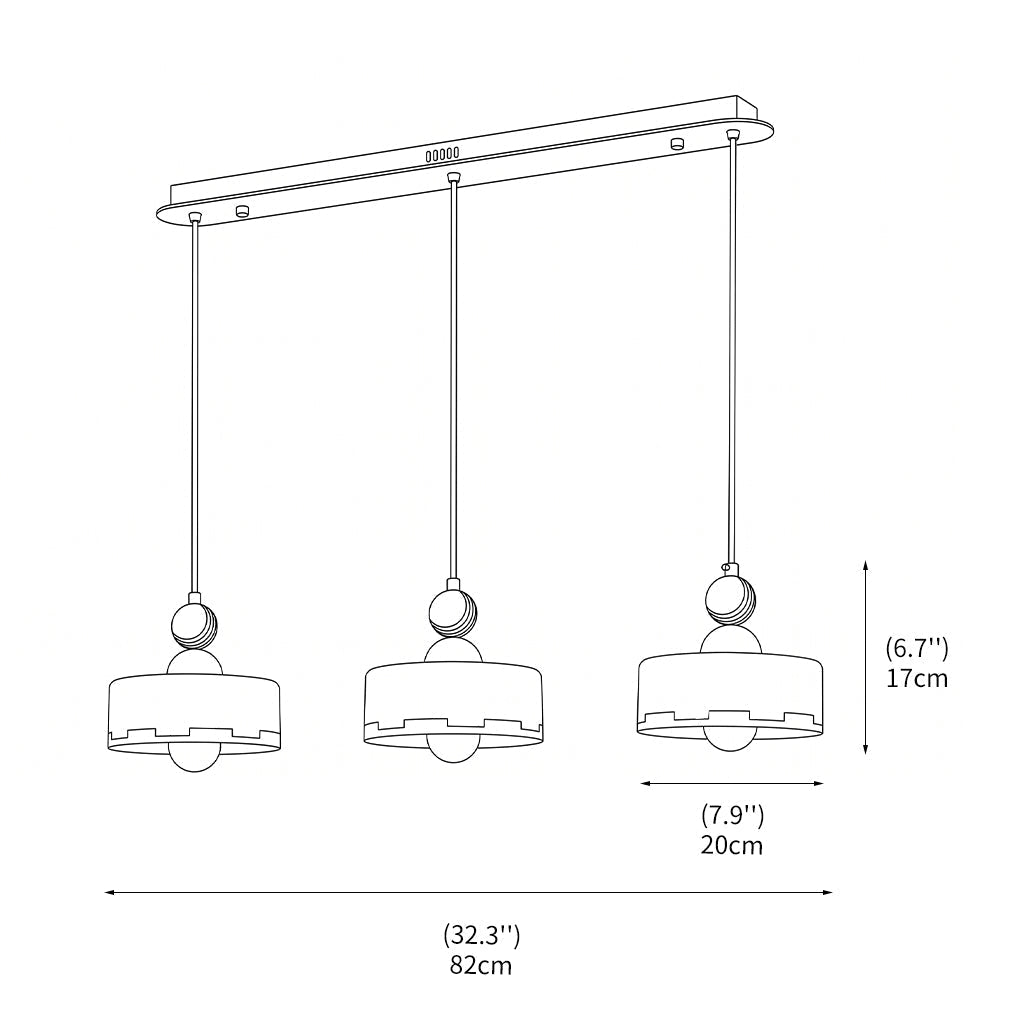 Suspension en Verre et Bois avec Abat-jour Beige