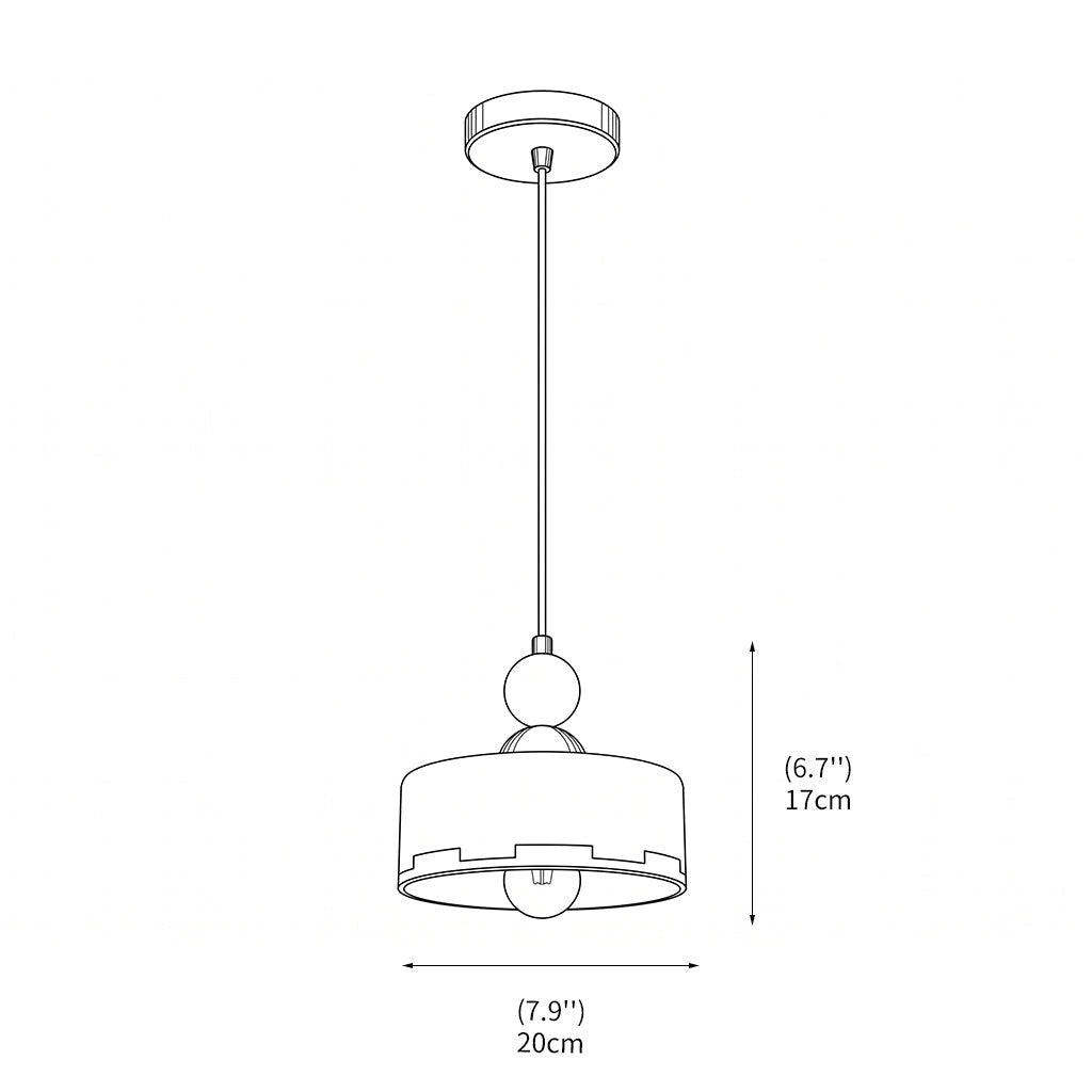 Suspension en Verre et Bois avec Abat-jour Beige