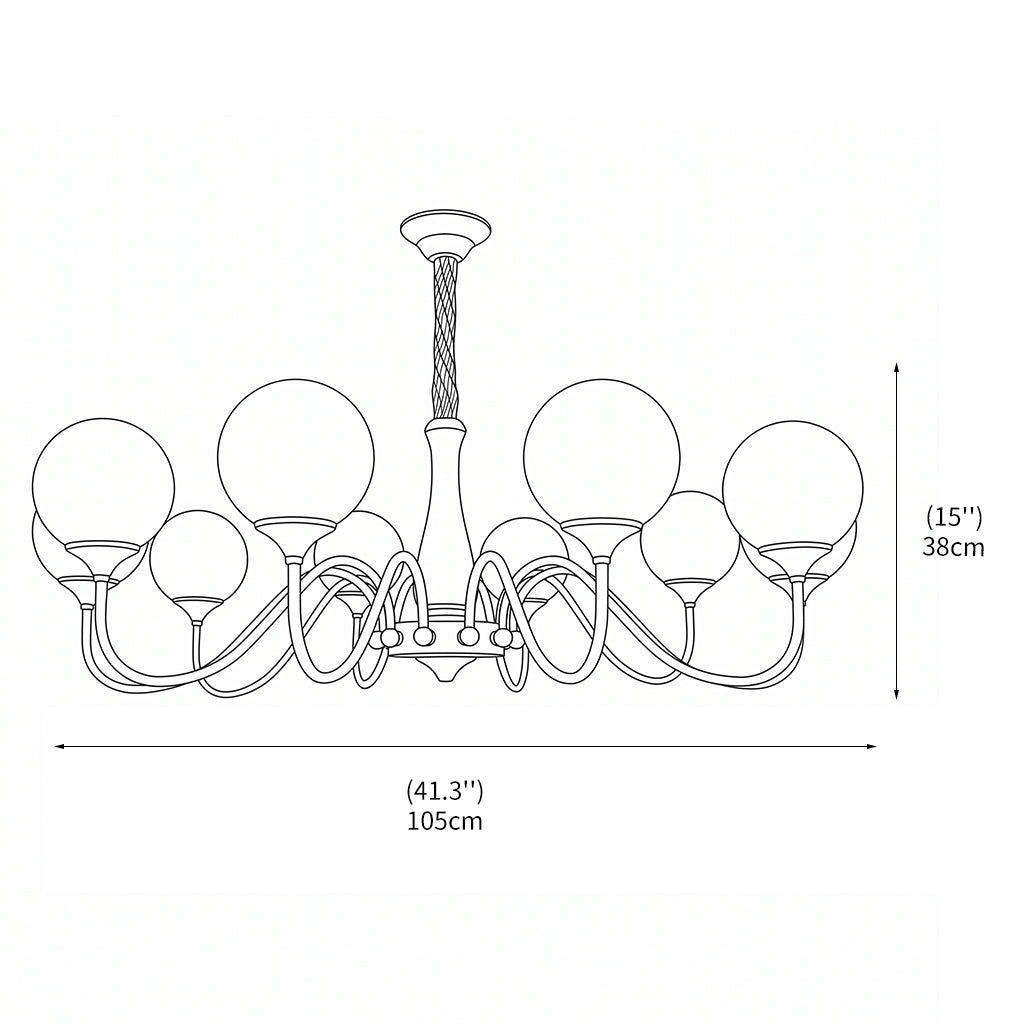 Lustre En Verre Et Métal À Plusieurs Bras