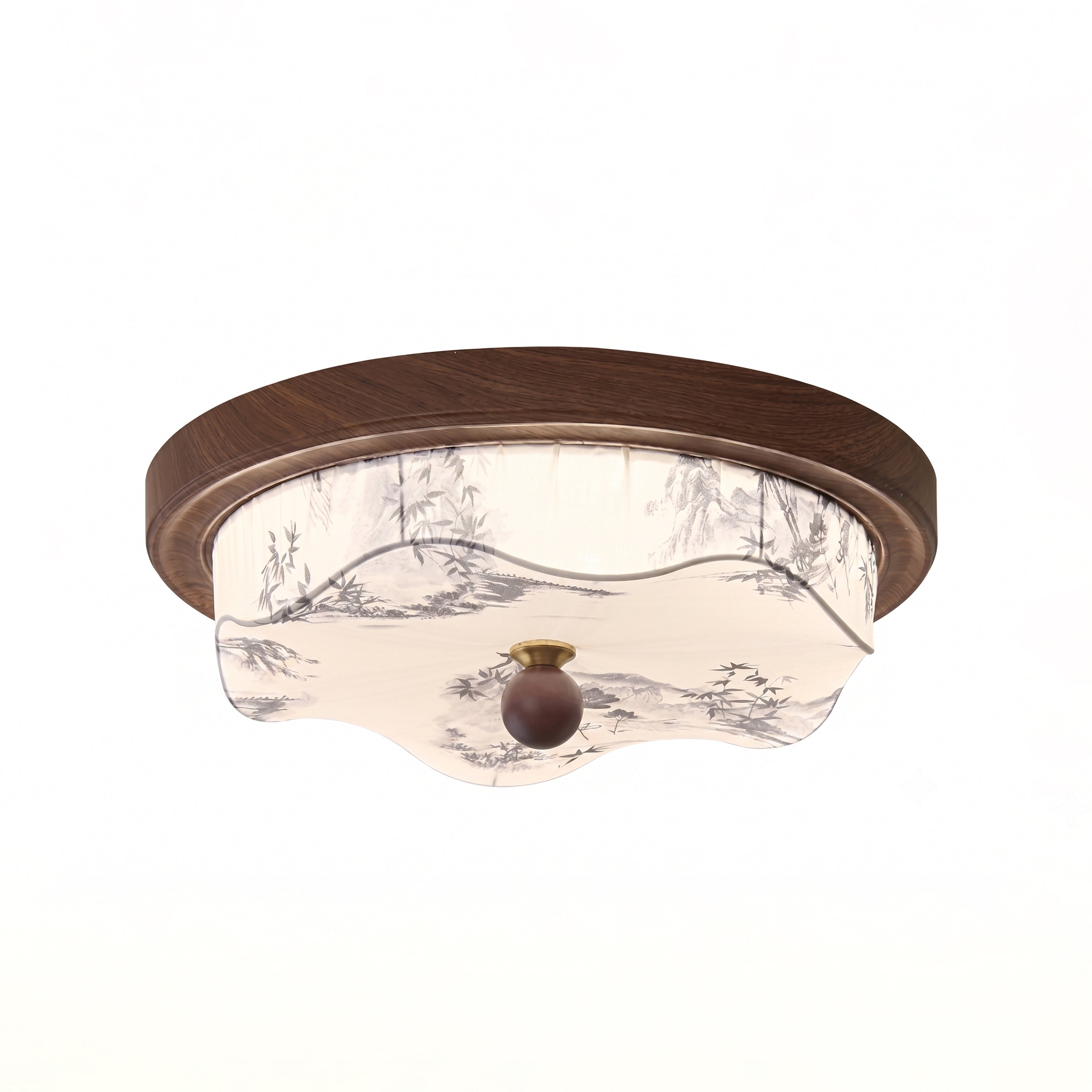 Plafonnier En Bois Et Tissu Avec LED Intégrée