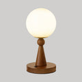 Lampe de Table en Bois et Verre avec Abat-Jour Sphérique
