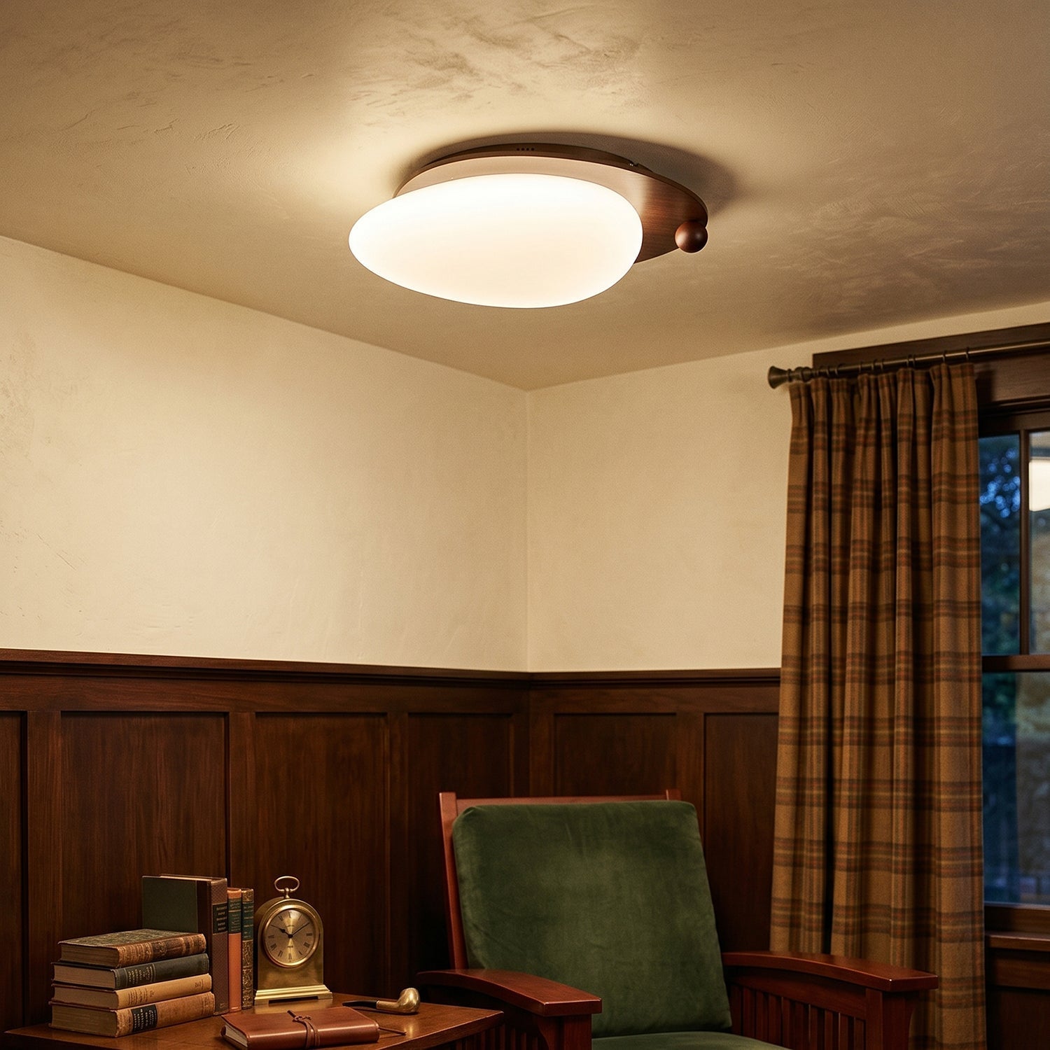 Plafonnier en Bois et Métal avec LED Intégrée