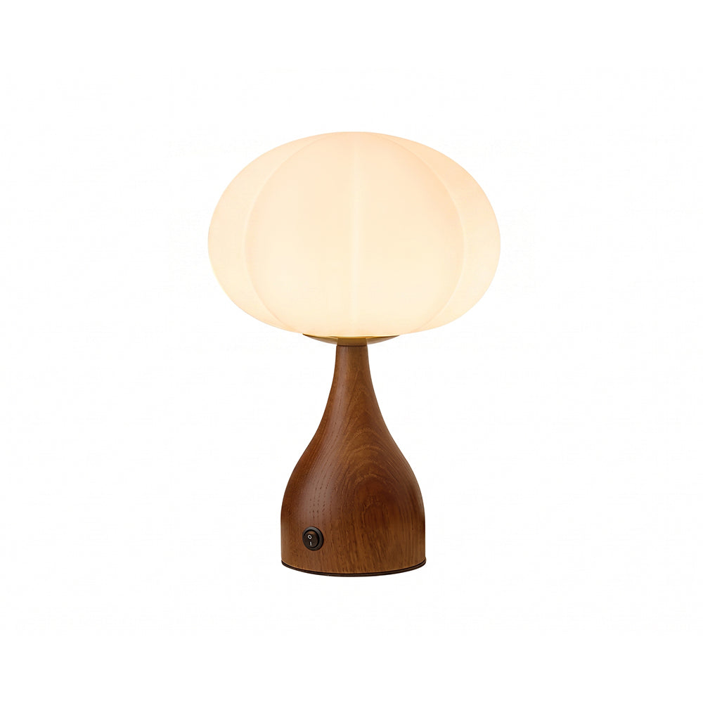 Lampe de Table Avec Verre Rippé Et Base Couleur Noyer