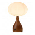 Lampe de Table Avec Verre Rippé Et Base Couleur Noyer