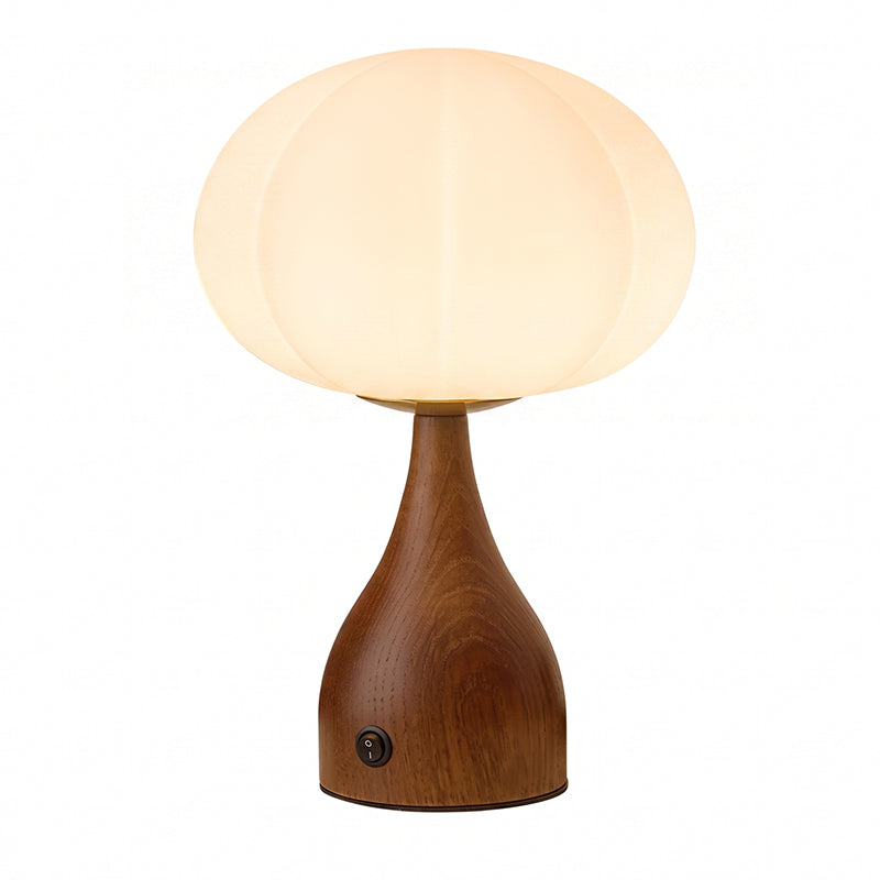 Lampe de Table Avec Verre Rippé Et Base Couleur Noyer