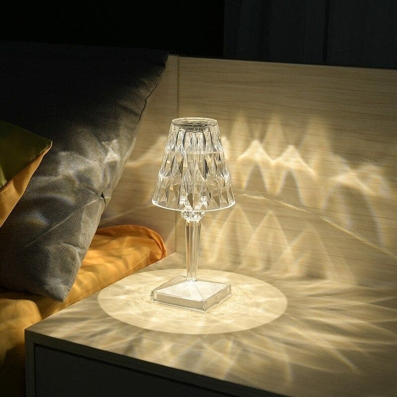 GlimmerLux - Lampe de table en cristal tactile avec variateur 3 niveaux