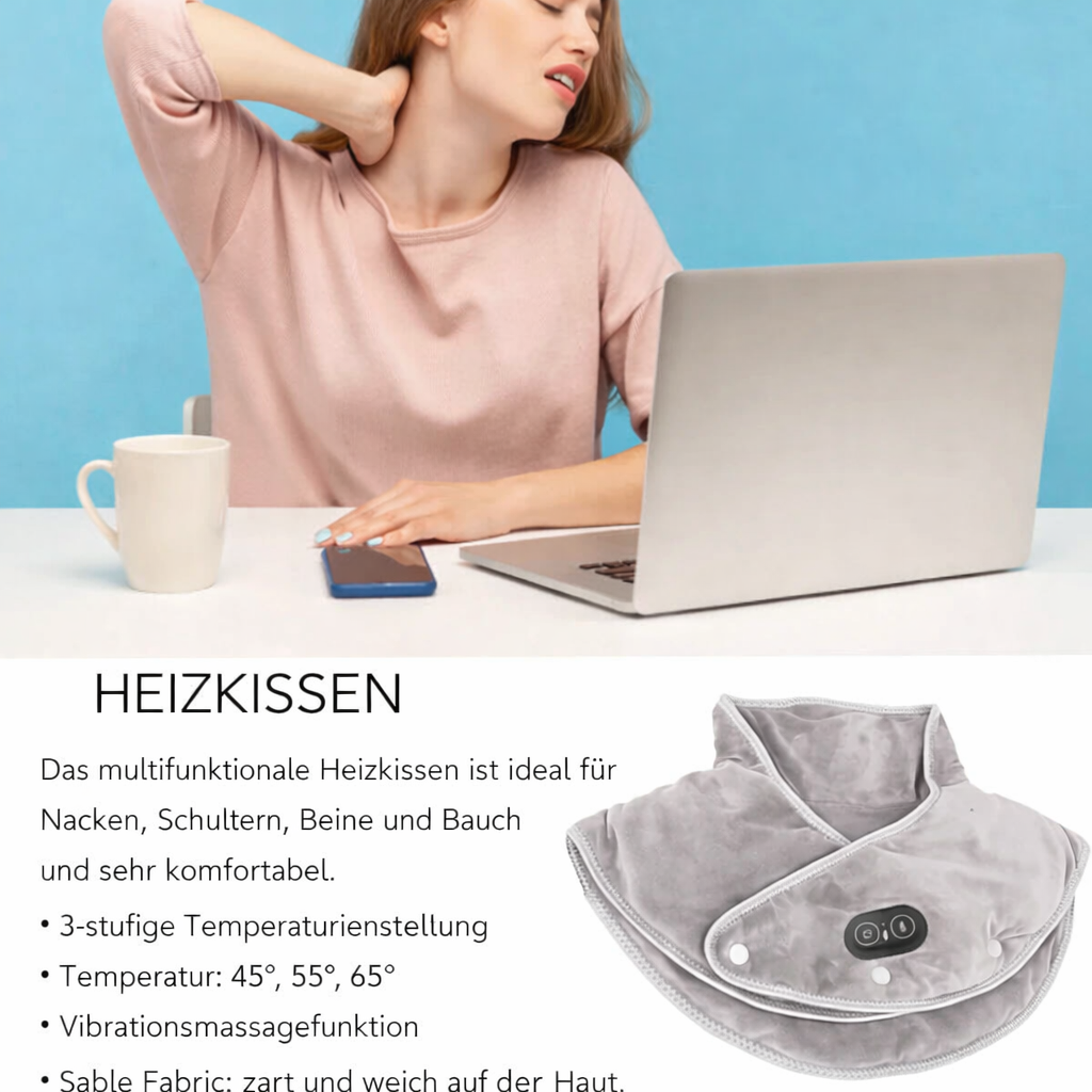 Massage de cou | Coussin de massage pour les épaules | Chaleur et vibration | ThermoLiva