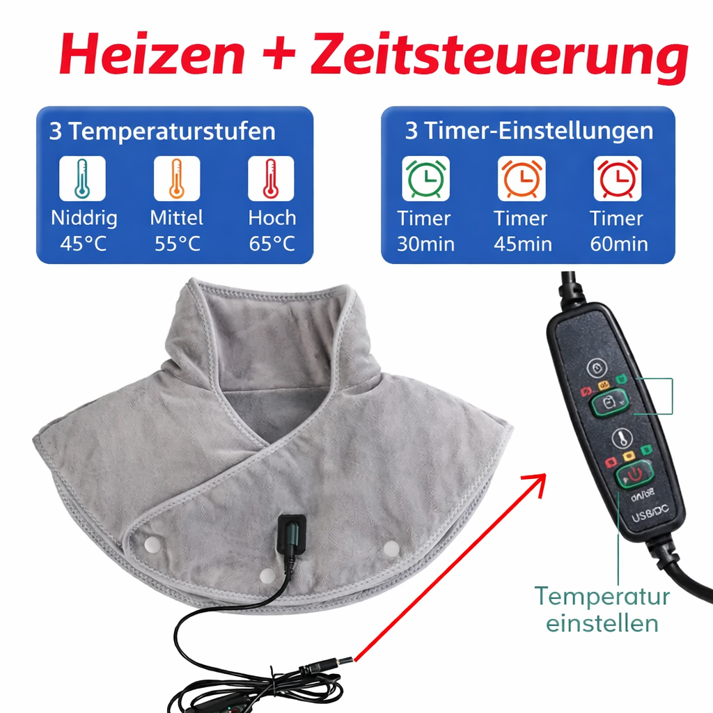 Massage de cou | Coussin de massage pour les épaules | Chaleur et vibration | ThermoLiva