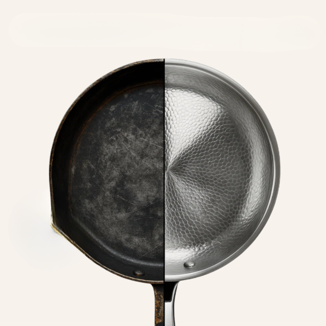 Ustensiles de cuisine en titane avec finition martelée – des ustensiles durables et élégants en couleur argent métallique
