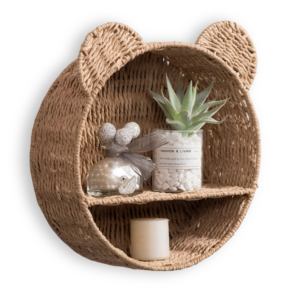 DyreHygge Étagère – Étagère Murale en Rattan en Forme d'Animal Fait Main