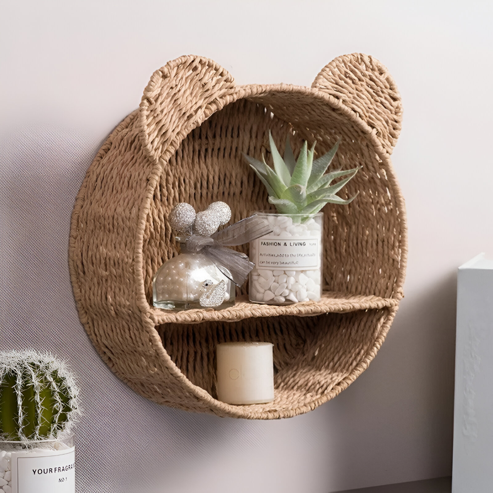 DyreHygge Étagère – Étagère Murale en Rattan en Forme d'Animal Fait Main