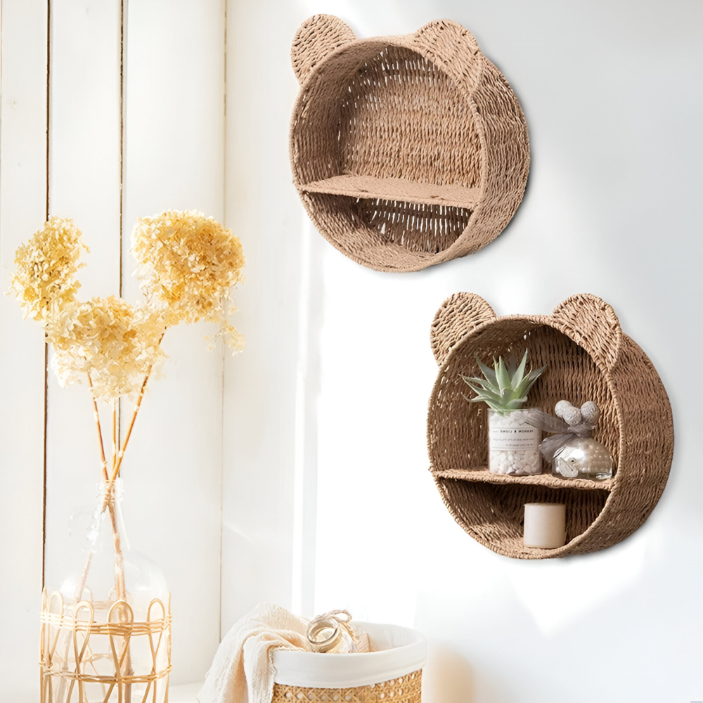 DyreHygge Étagère – Étagère Murale en Rattan en Forme d'Animal Fait Main