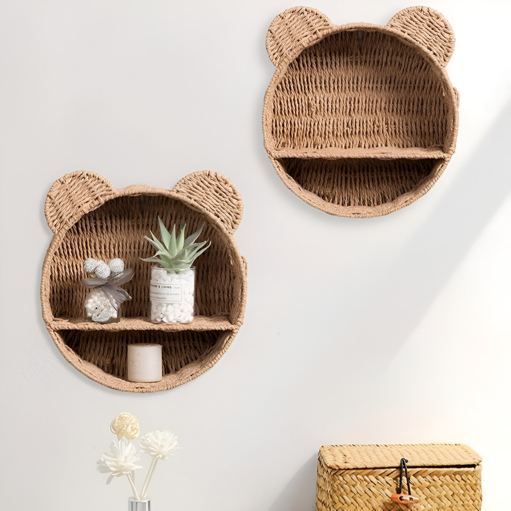 DyreHygge Étagère – Étagère Murale en Rattan en Forme d'Animal Fait Main