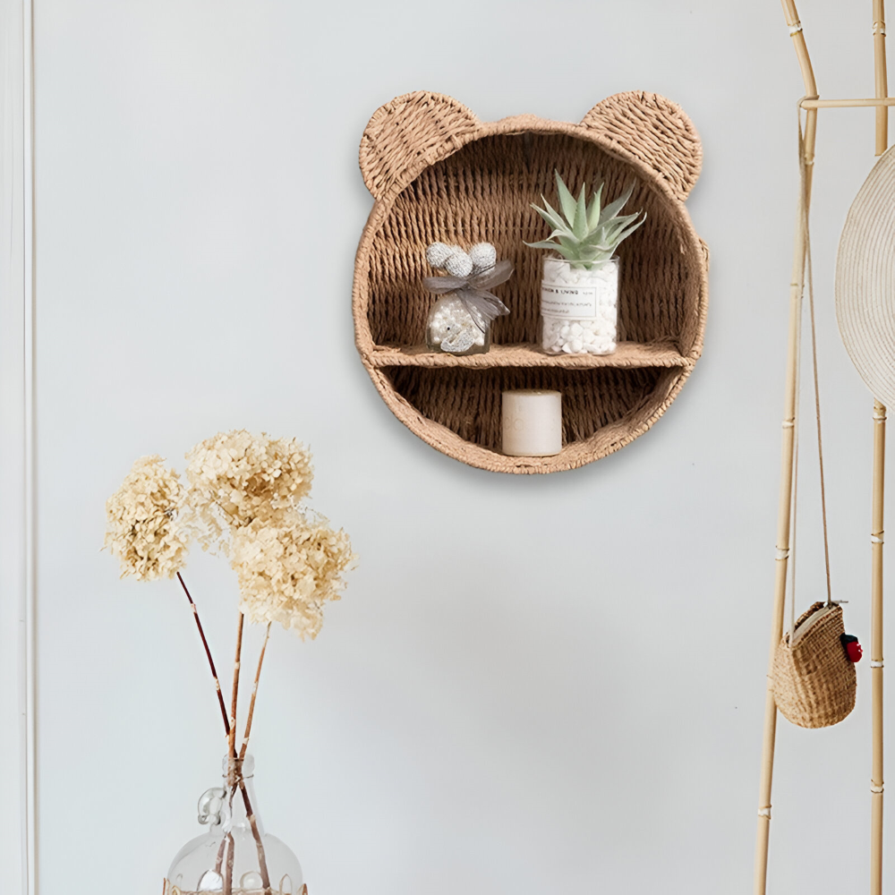 DyreHygge Étagère – Étagère Murale en Rattan en Forme d'Animal Fait Main
