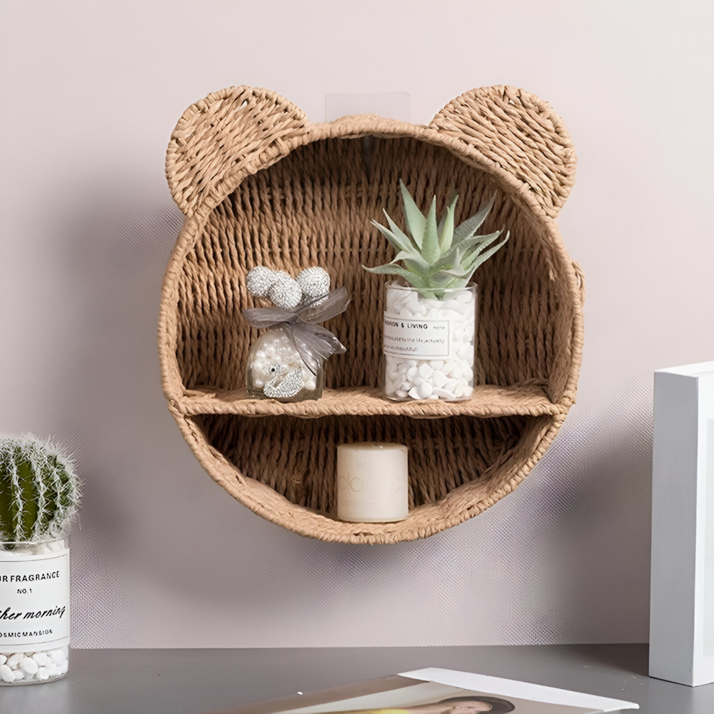 DyreHygge Étagère – Étagère Murale en Rattan en Forme d'Animal Fait Main