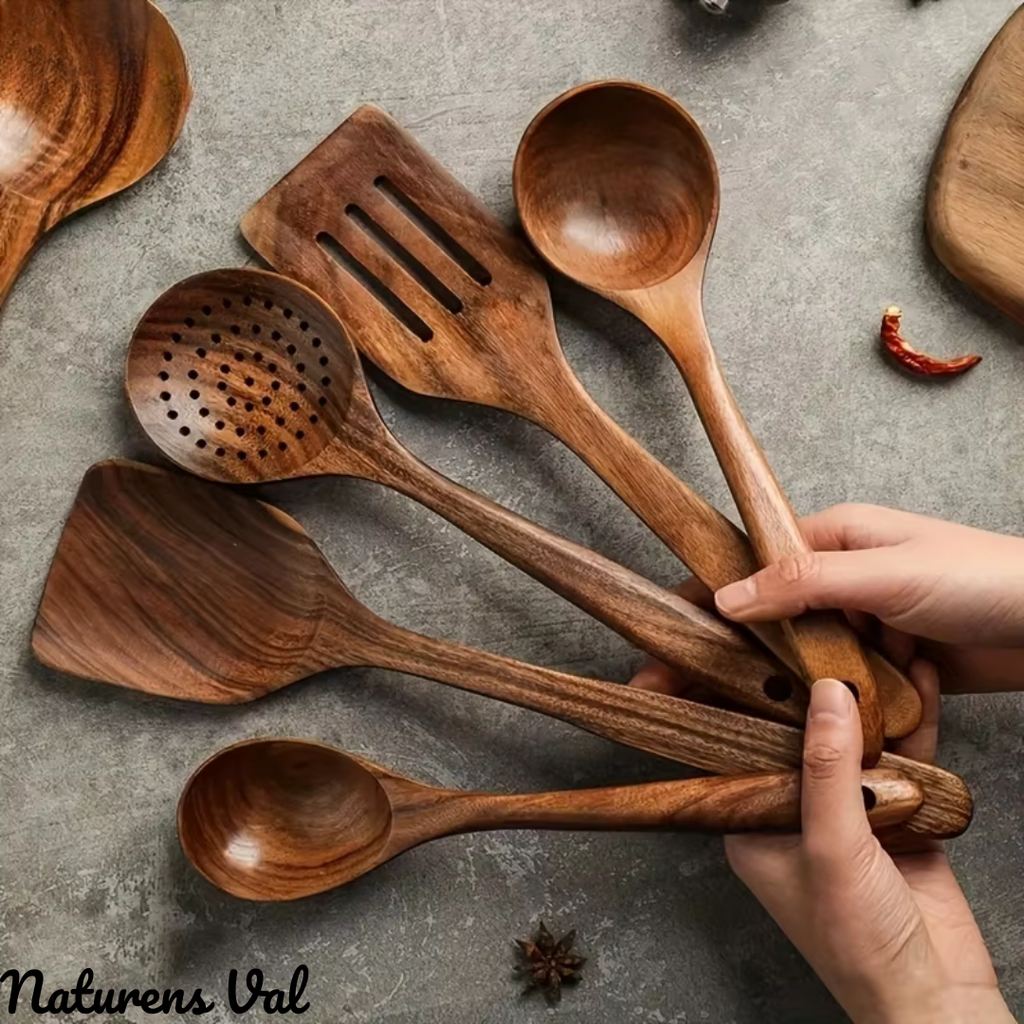 Teakora – Ensemble d'ustensiles de cuisine durables en bois de teck