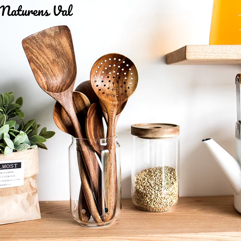 Teakora – Ensemble d'ustensiles de cuisine durables en bois de teck