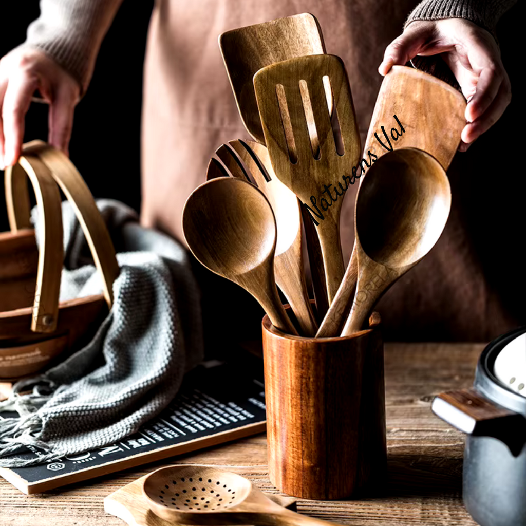 Teakora – Ensemble d'ustensiles de cuisine durables en bois de teck