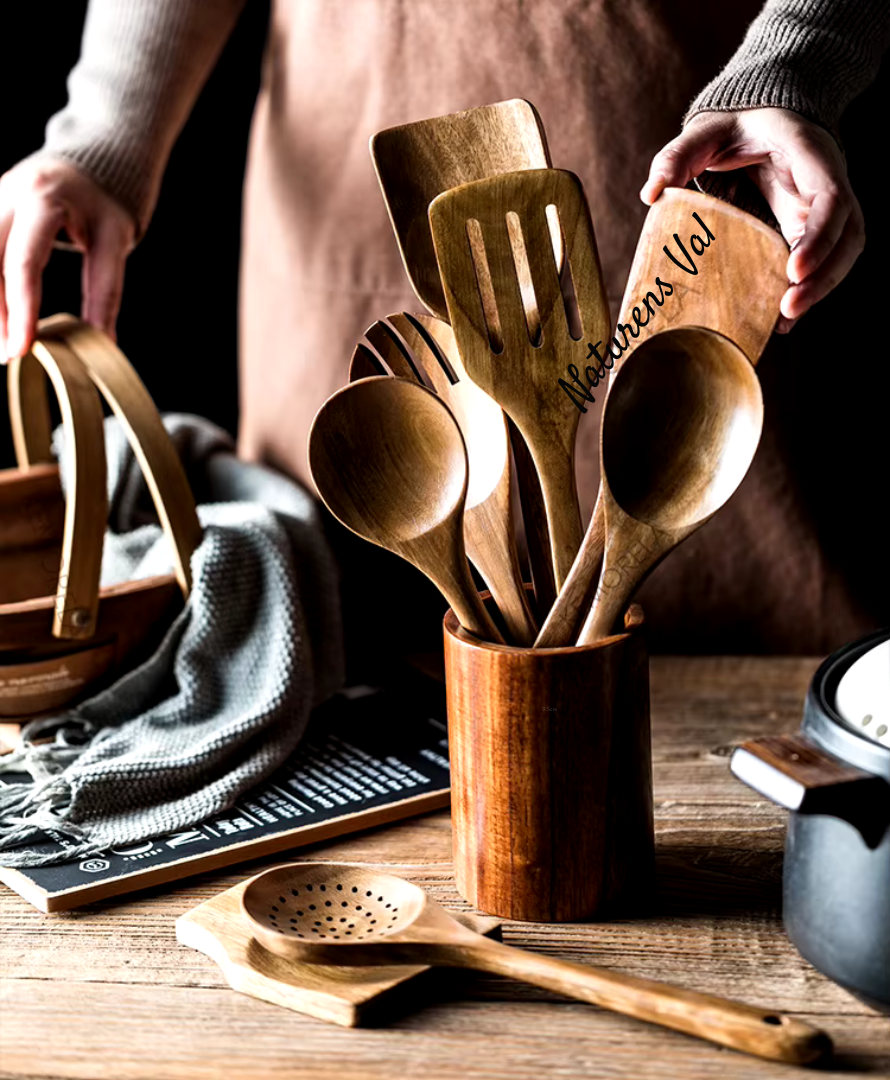 Teakora – Ensemble d'ustensiles de cuisine durables en bois de teck