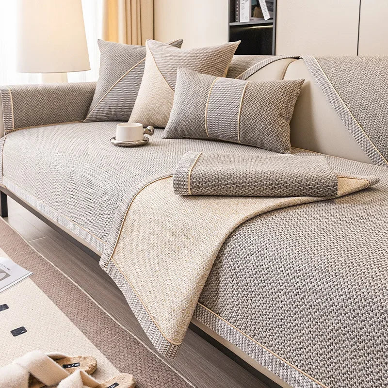 NATURWEFT – Couverture en coton et lin pour canapé, protection des meubles et confort au quotidien